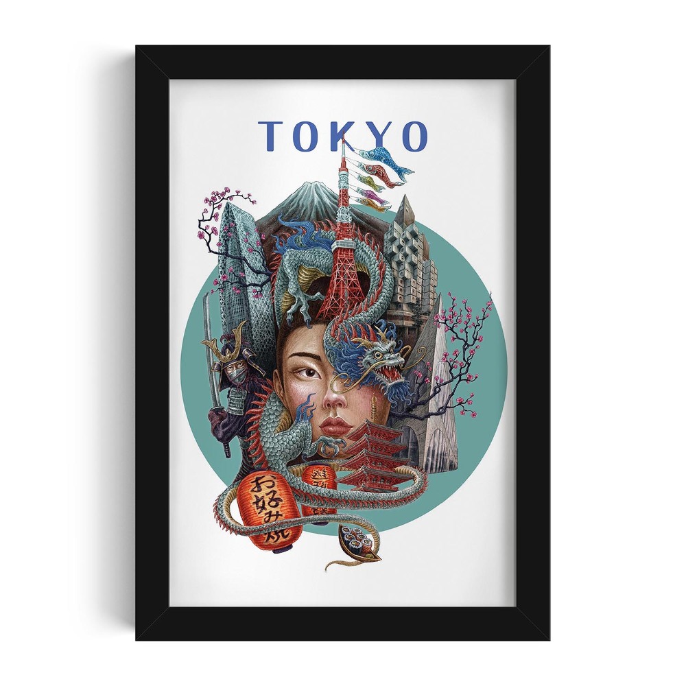 Obraz v černém rámu Tokio