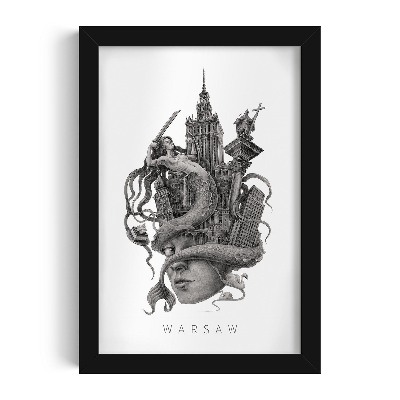 Obraz v černém rámu od Alicji Kocurek Varšava Černá a bílá