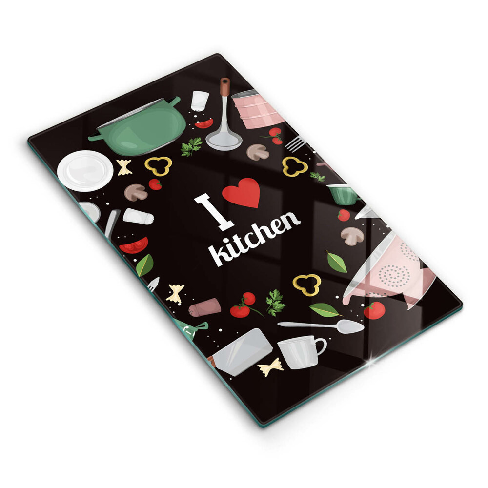 Skleněná deska do kuchyně Ilustrace Miluji kuchyni