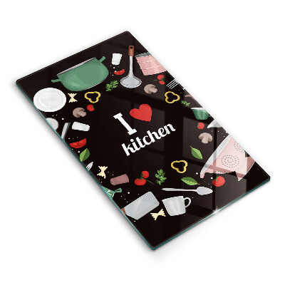 Skleněná deska do kuchyně Ilustrace Miluji kuchyni