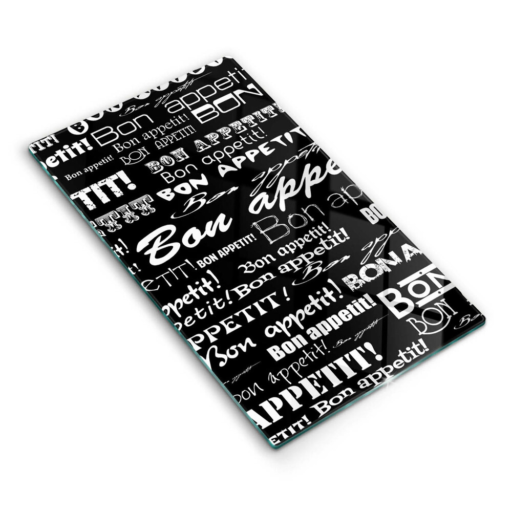 Skleněná krájecí deska Kuchyně titulek Bon appetit