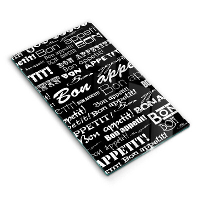 Skleněná krájecí deska Kuchyně titulek Bon appetit