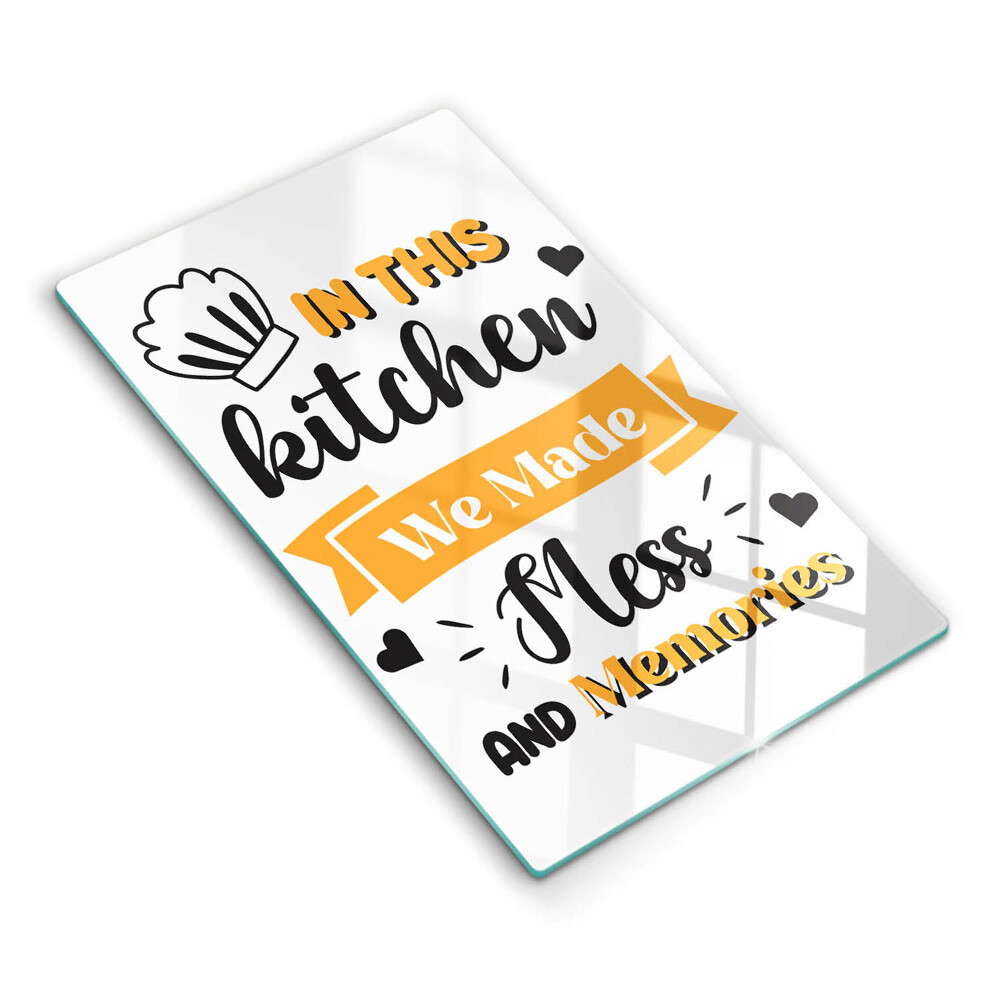 Krájecí prkénko skleněné V této kuchyni jsme dělali nepořádek a vzpomínky