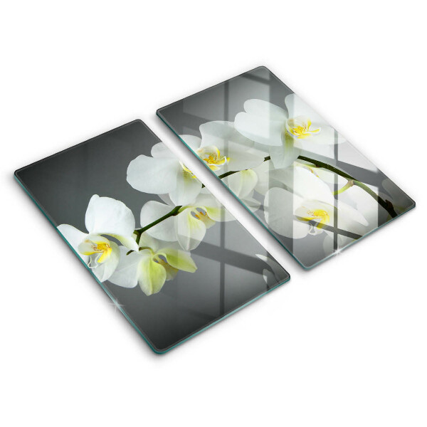 Skleněná krájecí deska Květiny bílé orchideje 