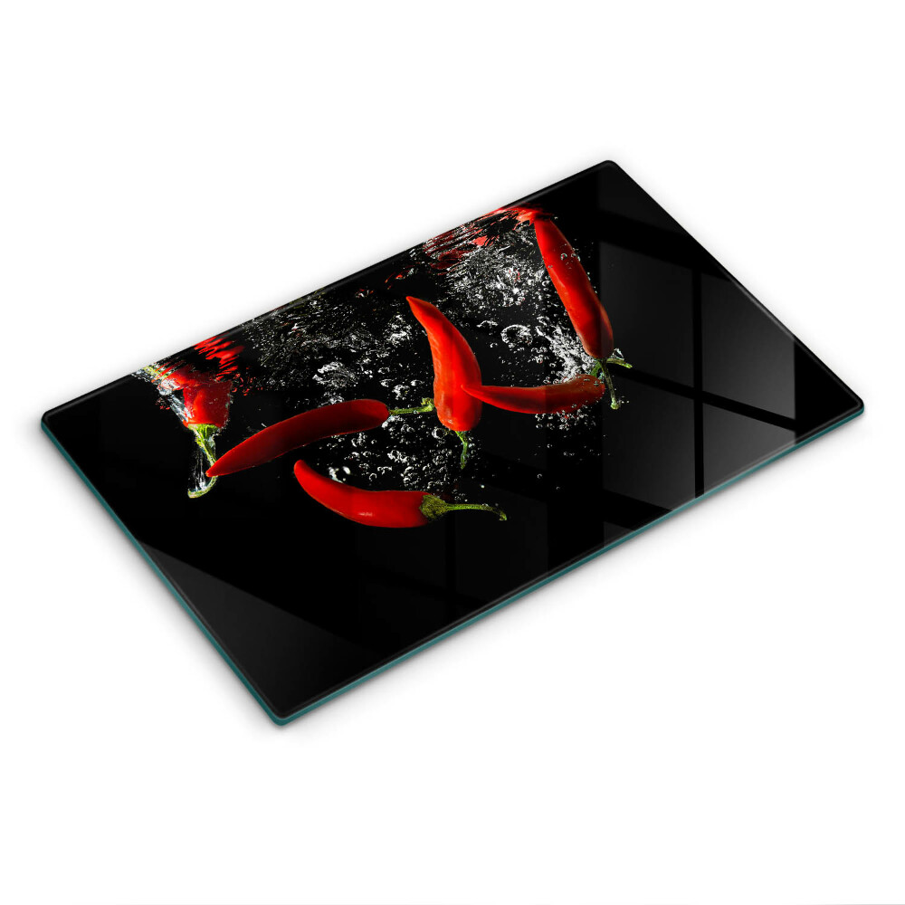 Skleněná krájecí deska Chilli papričky ve vodě