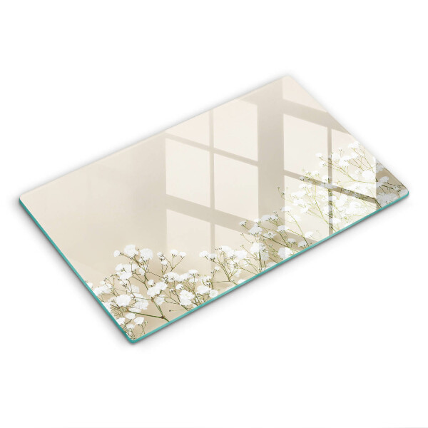 Krájecí prkénko skleněné Gypsophila boho květy