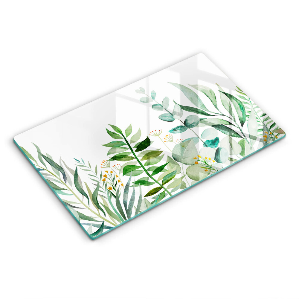 Skleněná deska do kuchyně Ilustrace listů rostlin