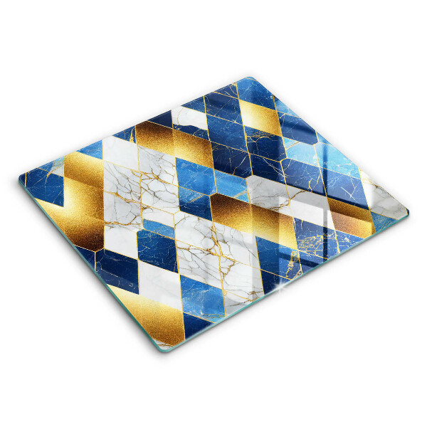 Skleněné krájecí prkénko 60x52 cm Zlatý kosočtverečný mramor