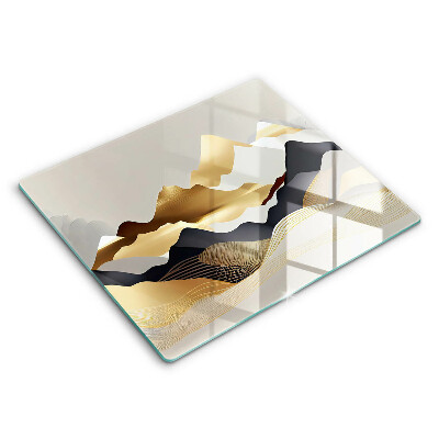 Skleněná deska do kuchyně 60x52 cm Abstraktní zlaté hory