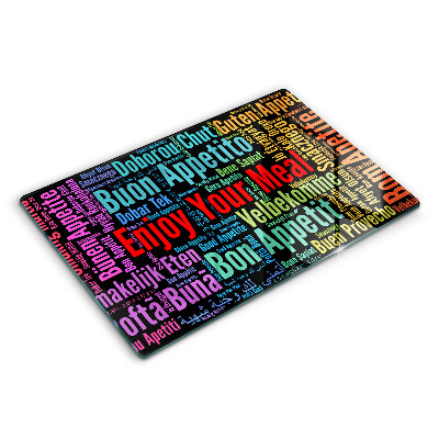 Skleněné krájecí prkénko 80x52 cm Chutný nápis na jazyku