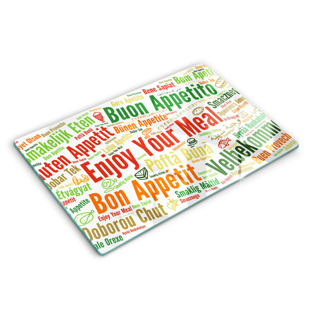 Skleněná krájecí deska 80x52 cm Nápis Tasty Tongues