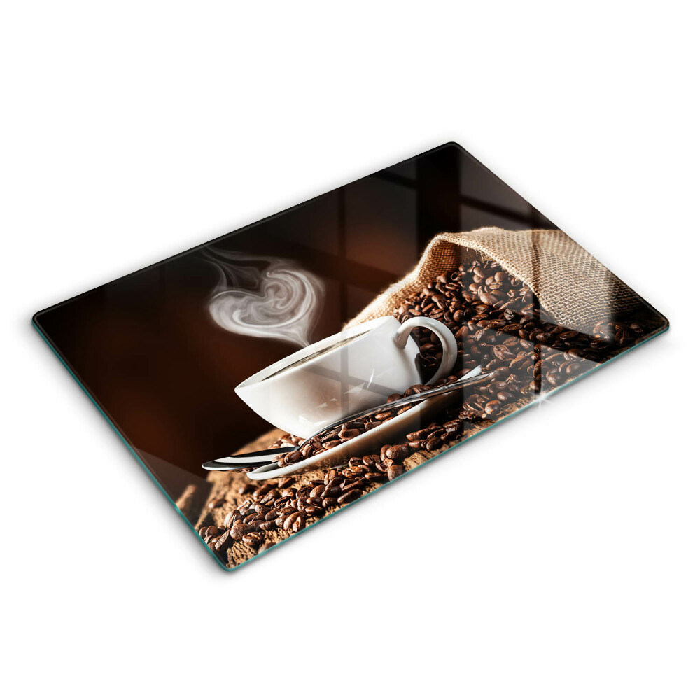 Skleněné krájecí prkénko 80x52 cm Káva a šálek