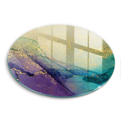 Krájecí prkénko skleněné okrągła Pozadí se zlatem