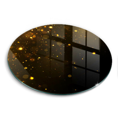 Skleněná deska do kuchyně okrągła Zlaté třpytky