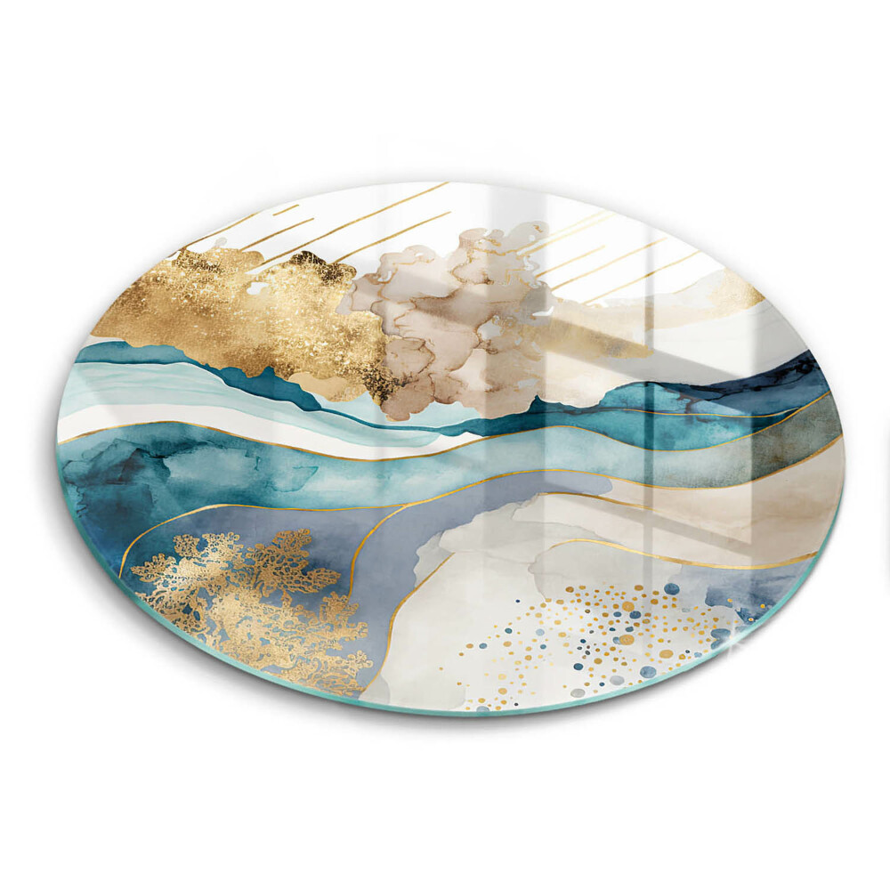 Krájecí prkénko skleněné okrągła Barevný mramor