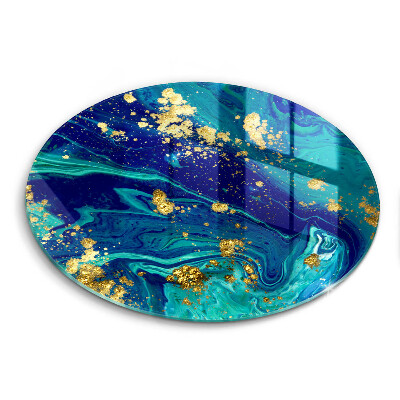 Krájecí prkénko skleněné okrągła Abstraktní se zlatem