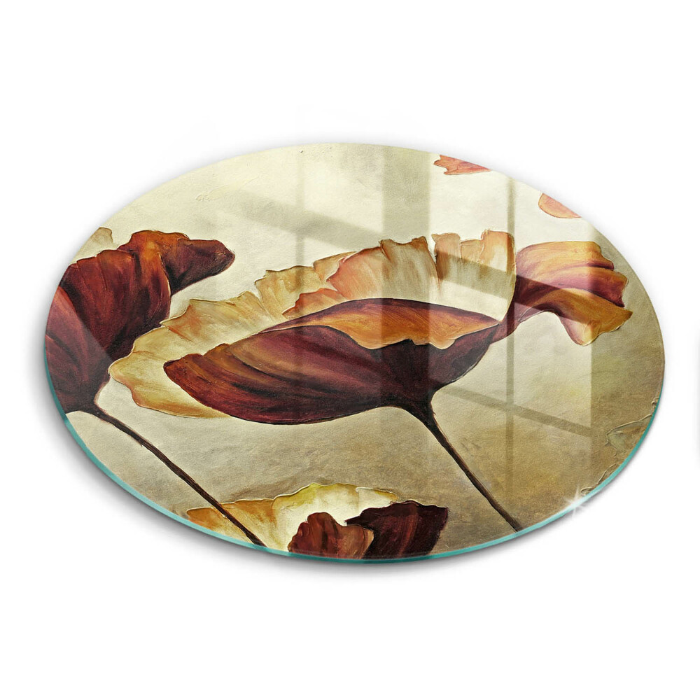 Skleněná krájecí deska okrągła Malované boho květiny