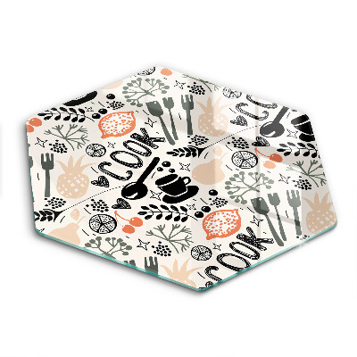 Skleněné krájecí prkénko Ilustrativní motiv kuchyně