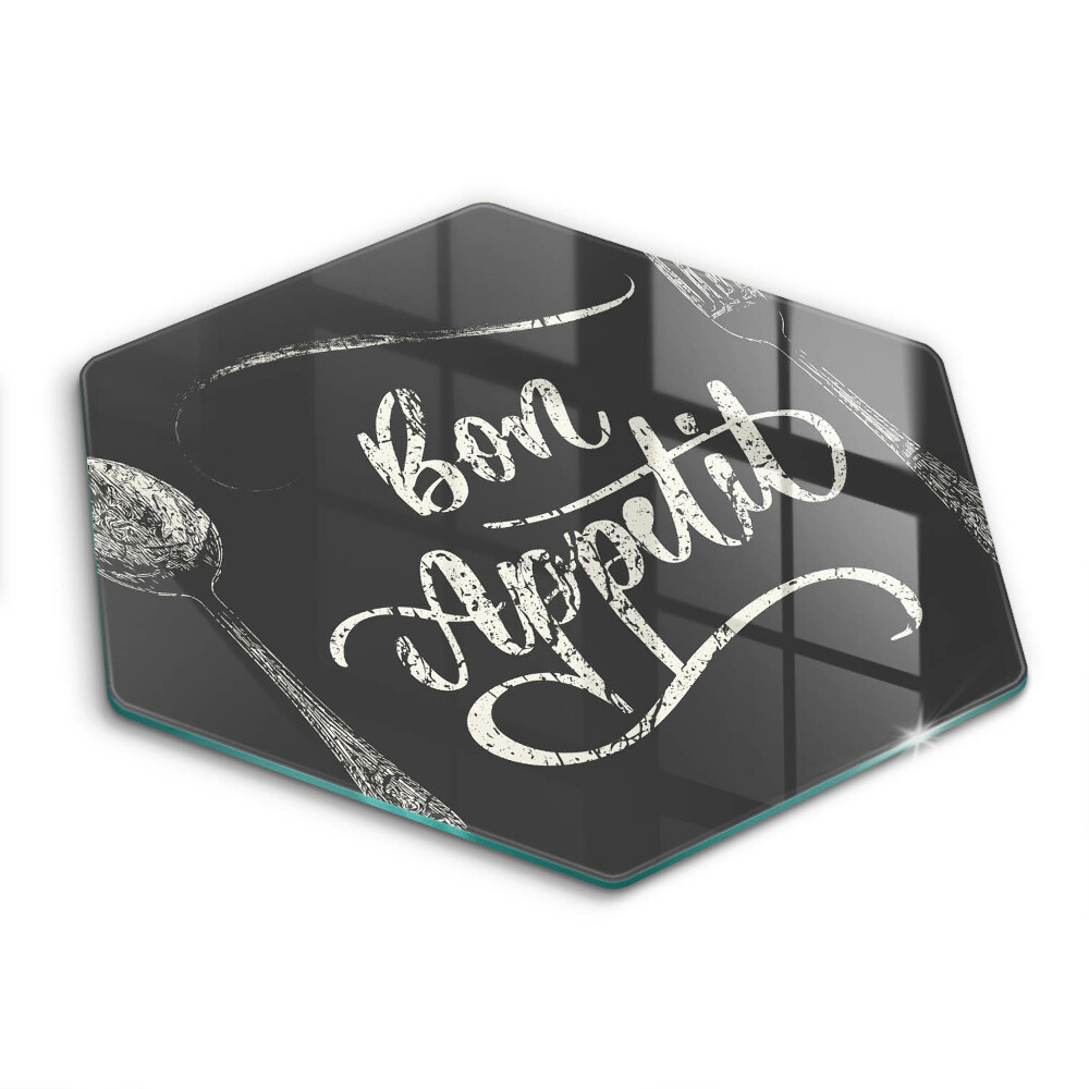 Krájecí prkénko skleněné Nápis Bon Appetit