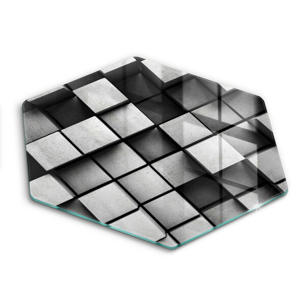 Skleněné krájecí prkénko Abstraktní 3D čtverce
