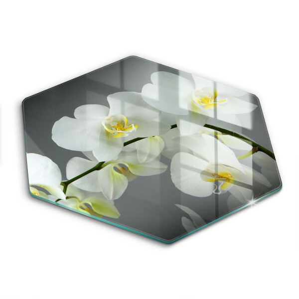 Skleněná krájecí deska Bílé květy orchidejí