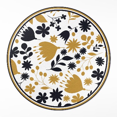 Kulatý vinylový koberec Ilustrace květin a listů na louce