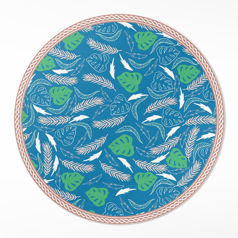 Kulatý vinylový koberec Různé druhy listů