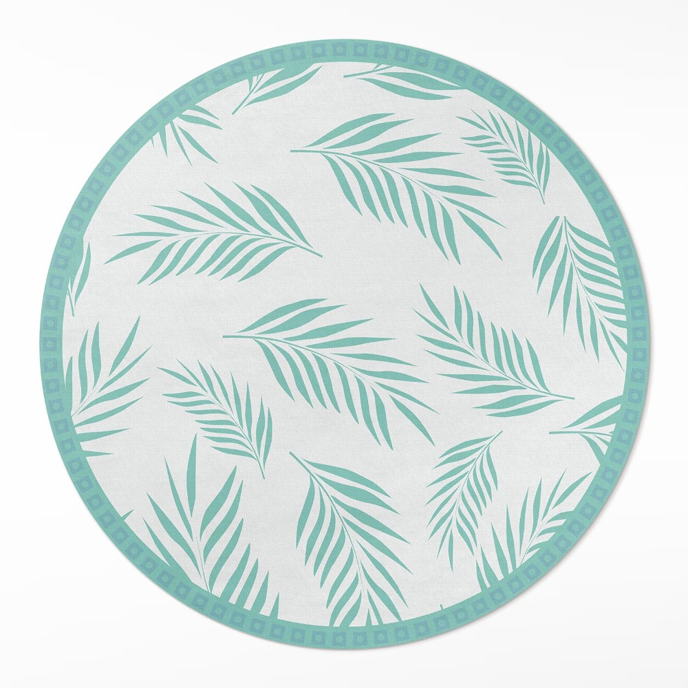 Kulatý vinylový koberec Palmové větvičky tropické listy