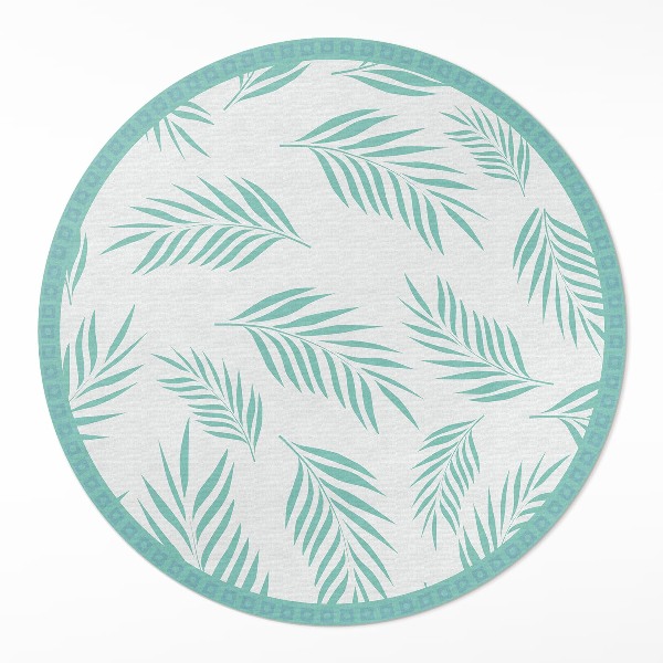 Kulatý vinylový koberec Palmové větvičky tropické listy