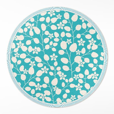 Kulatý vinylový koberec Kompozice divokých květin a listů