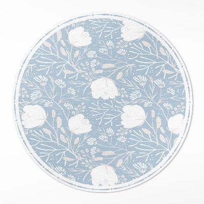 Kulatý vinylový koberec Krásné květiny na pastelovém pozadí