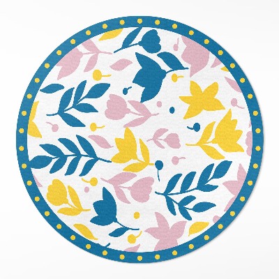 Kulatý vinylový koberec Ilustrace pastelové květiny rostliny