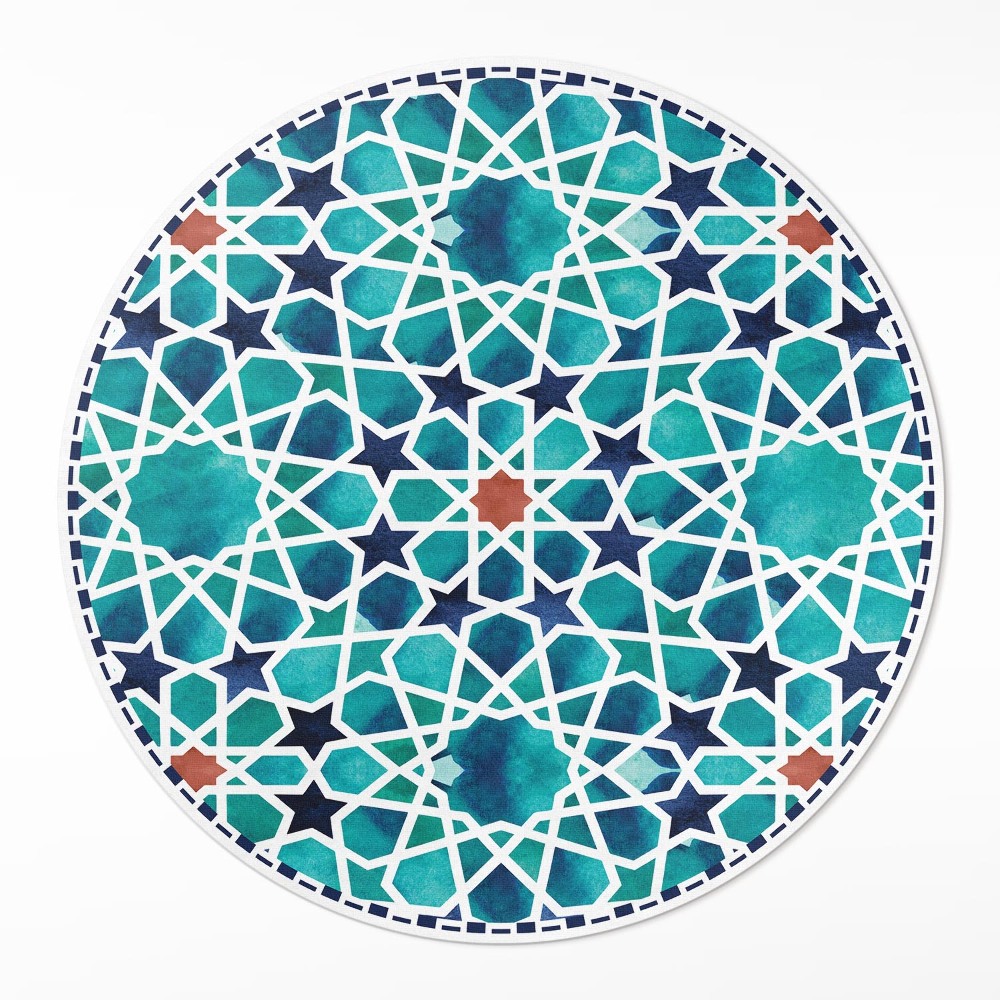 Kulatý vinylový koberec Krásná mozaika s hvězdičkami