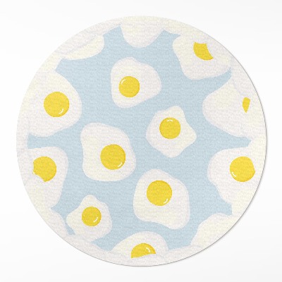 Kulatý vinylový koberec Sázená vejce na modrém pozadí
