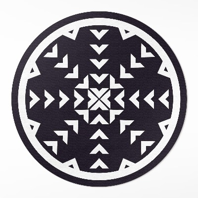 Kulatý vinylový koberec Bílé šipky vzor na tmavém pozadí