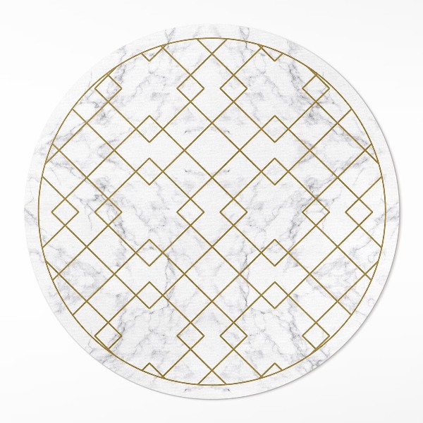Kulatý vinylový koberec Kosočtverce na světlém mramoru
