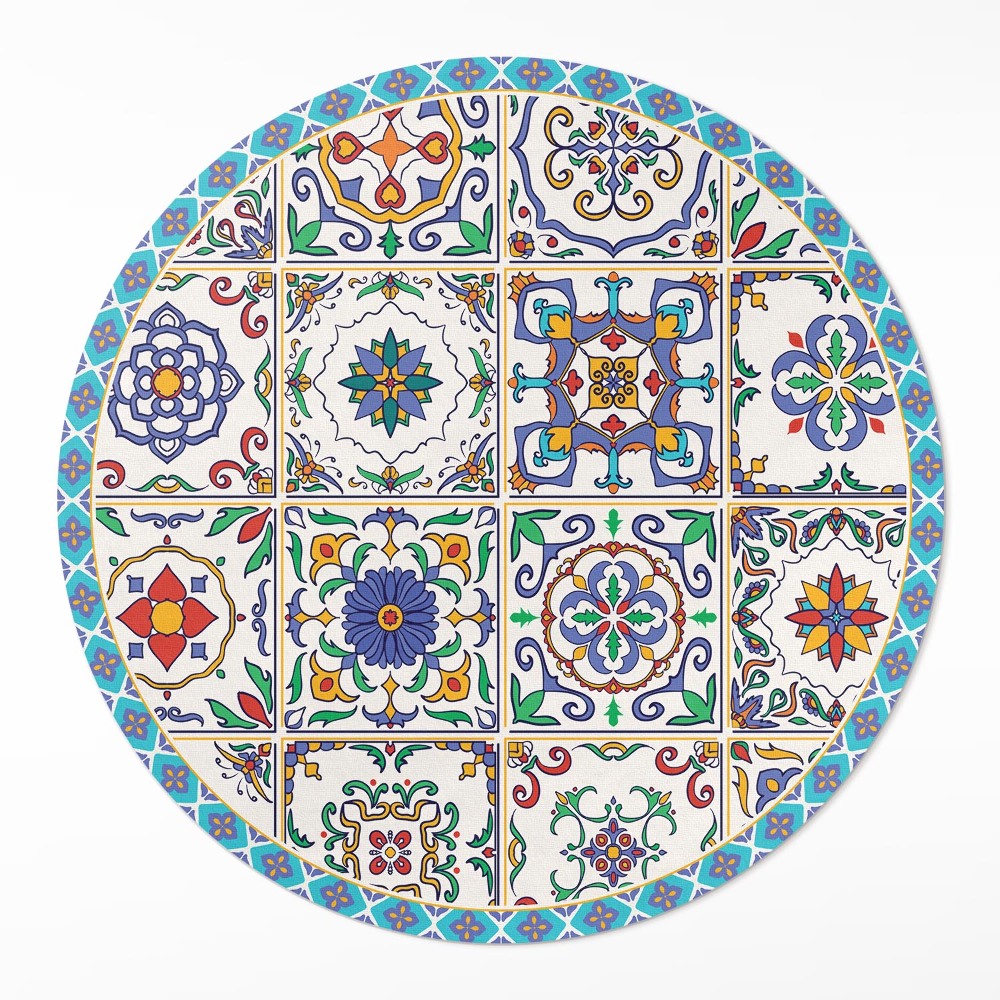 Kulatý vinylový koberec Zdobené podlahové dlaždice