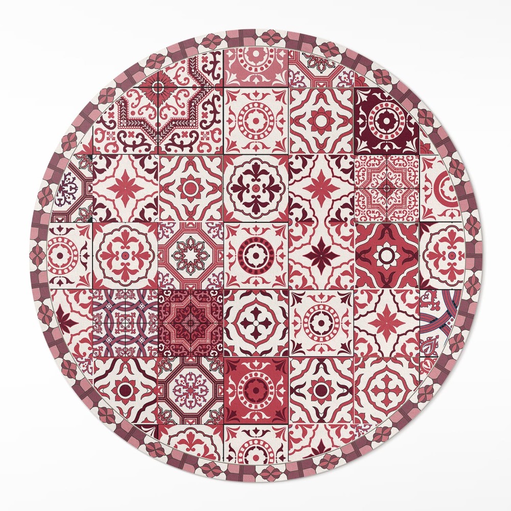 Kulatý vinylový koberec Mozaika vzorovaných dlaždic