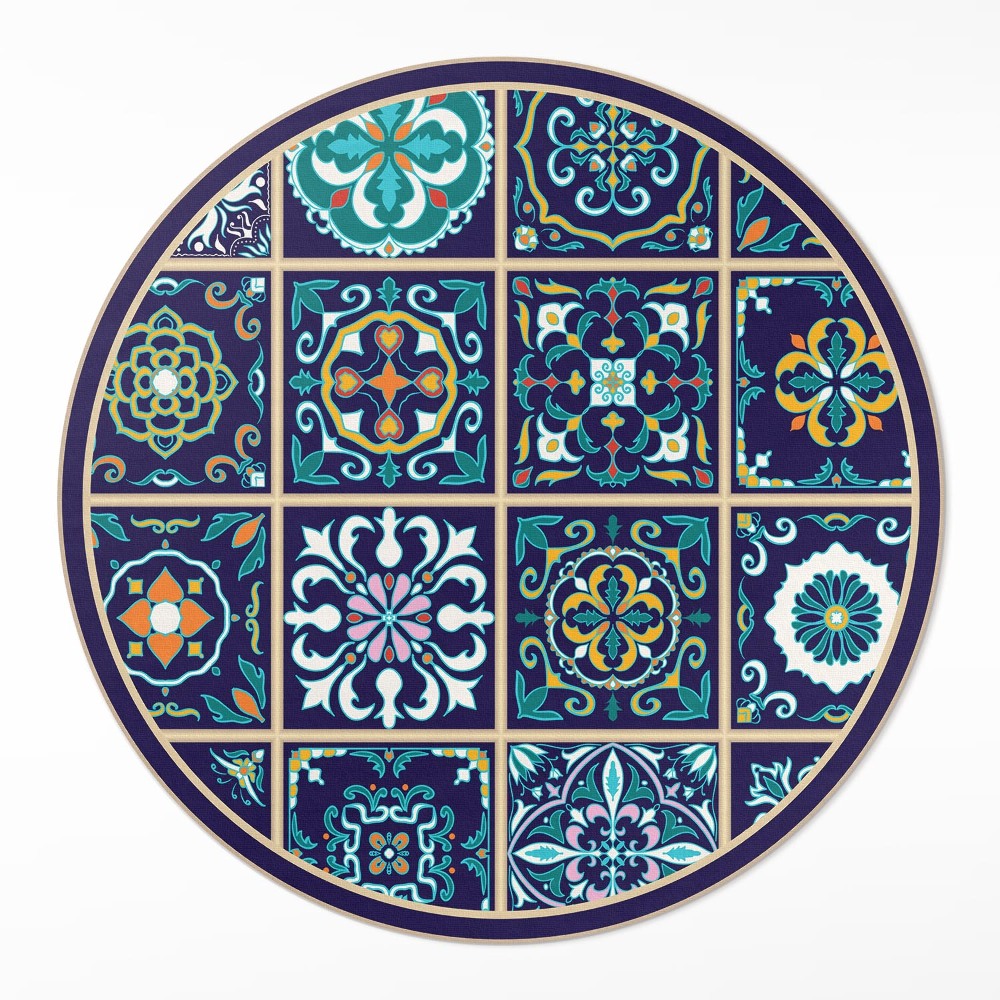 Kulatý vinylový koberec Tmavé elegantní dlaždice