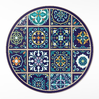 Kulatý vinylový koberec Tmavé elegantní dlaždice