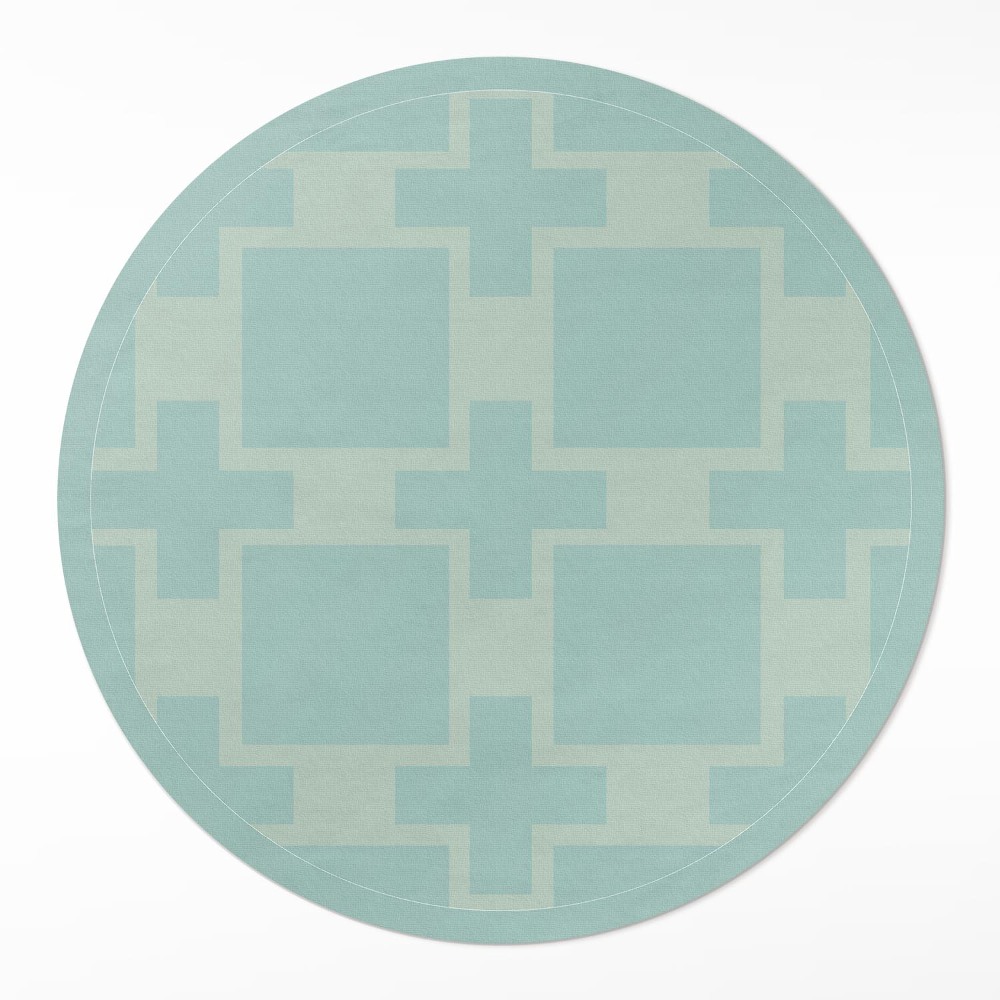 Kulatý vinylový koberec Plusy a čtverce abstrakce