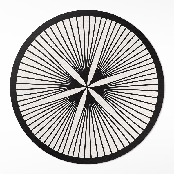 Kulatý vinylový koberec Stylový květ z tmavých linií