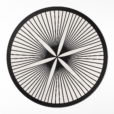 Kulatý vinylový koberec Stylový květ z tmavých linií