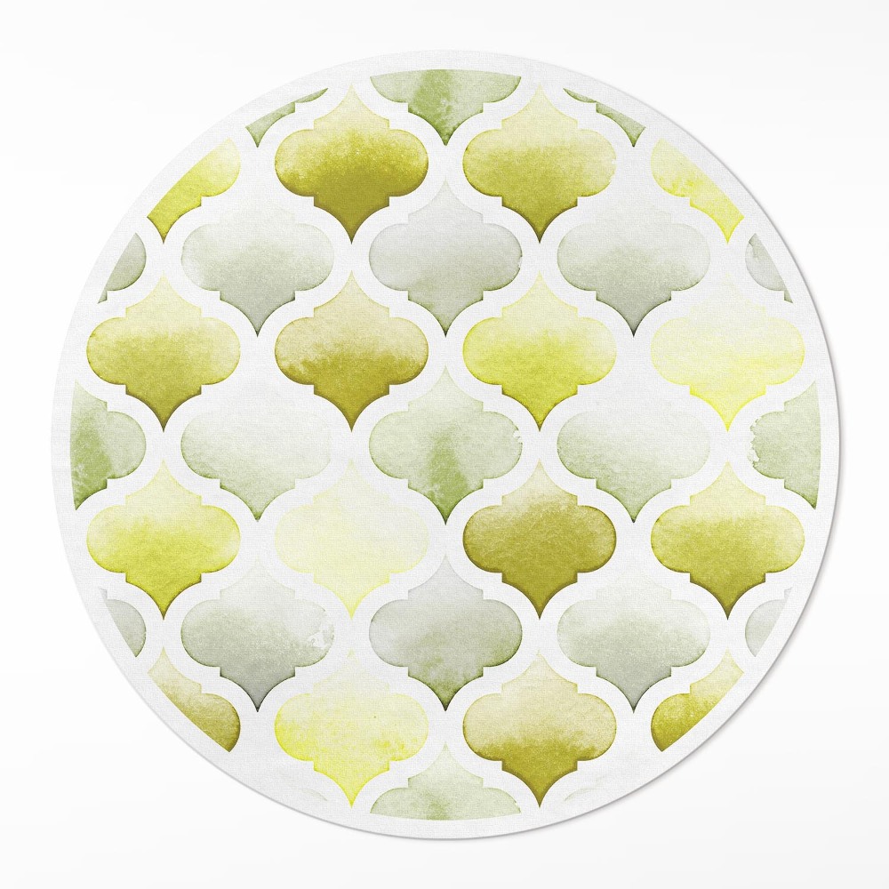 Kulatý vinylový koberec Marocké citrony akvarelová mozaika