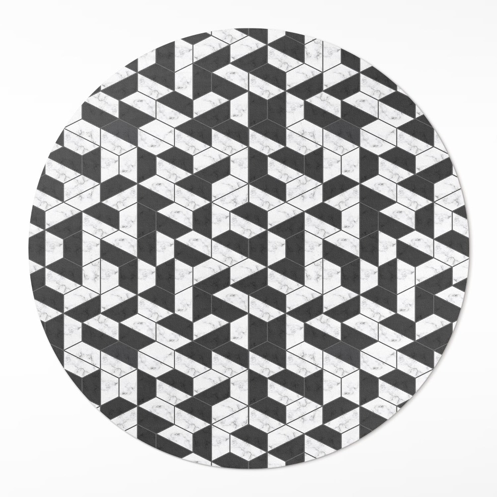 Kulatý vinylový koberec Módní kamenná mozaika s mramorem