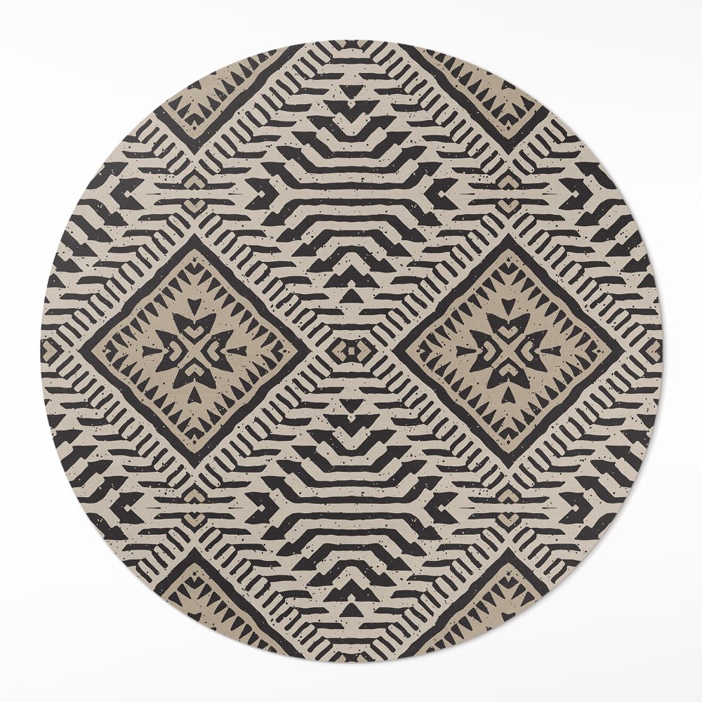 Kulatý vinylový koberec Indiánský design boho ornamenty