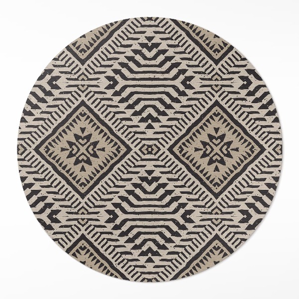 Kulatý vinylový koberec Indiánský design boho ornamenty