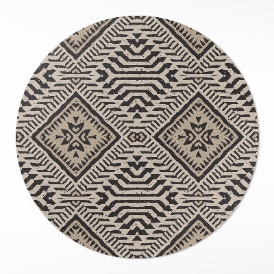 Kulatý vinylový koberec Indiánský design boho ornamenty