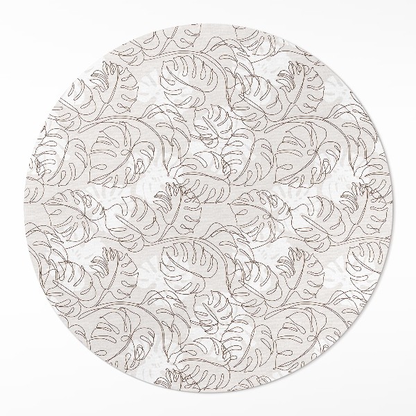 Kulatý vinylový koberec Minimalistické listy boho monstera