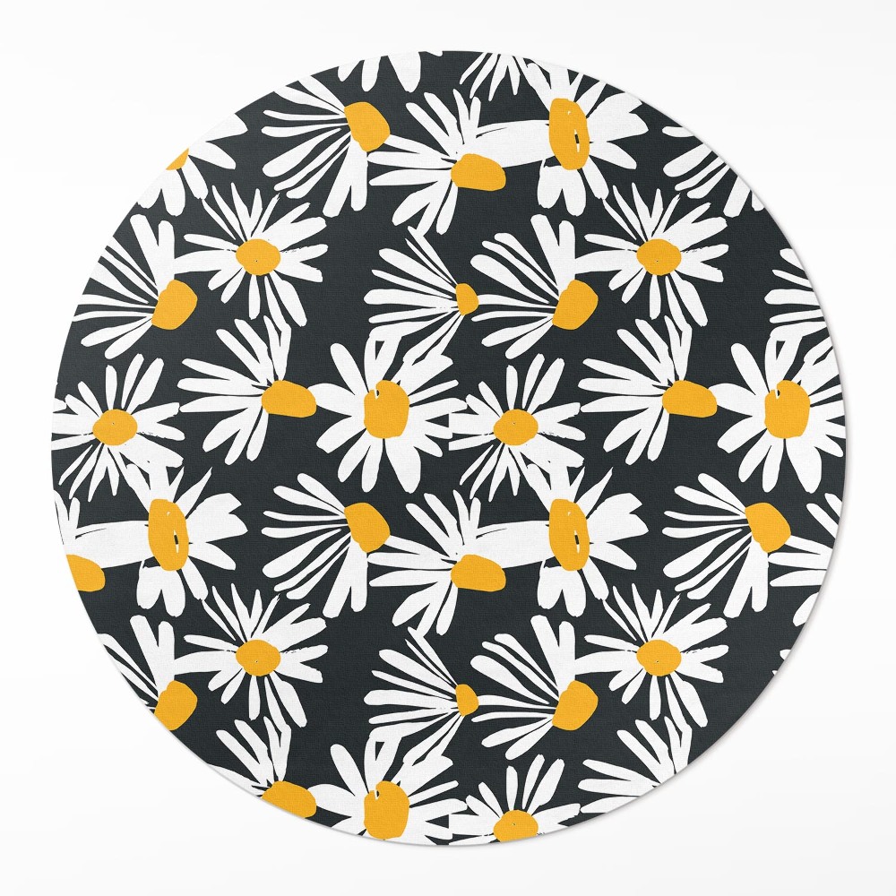 Kulatý vinylový koberec Malované sedmikrásky luční kvítky